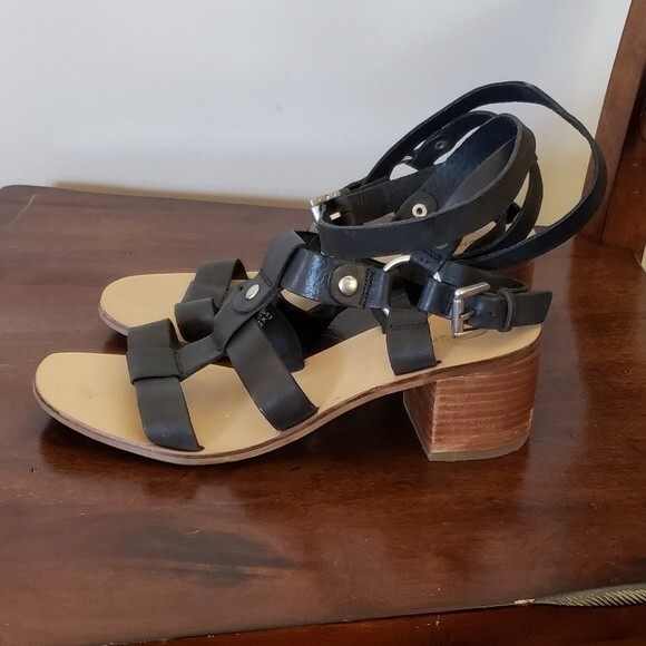 TopShop Valley Gladiator Black Leather Sandals Size 40 - Picture 5 of 11